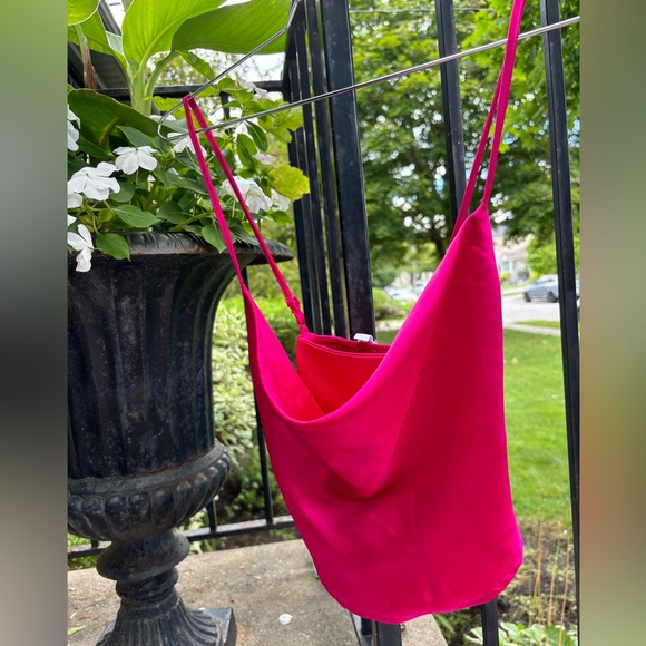 Hot pink satin tank top from Garage. - Picture 2 of 3